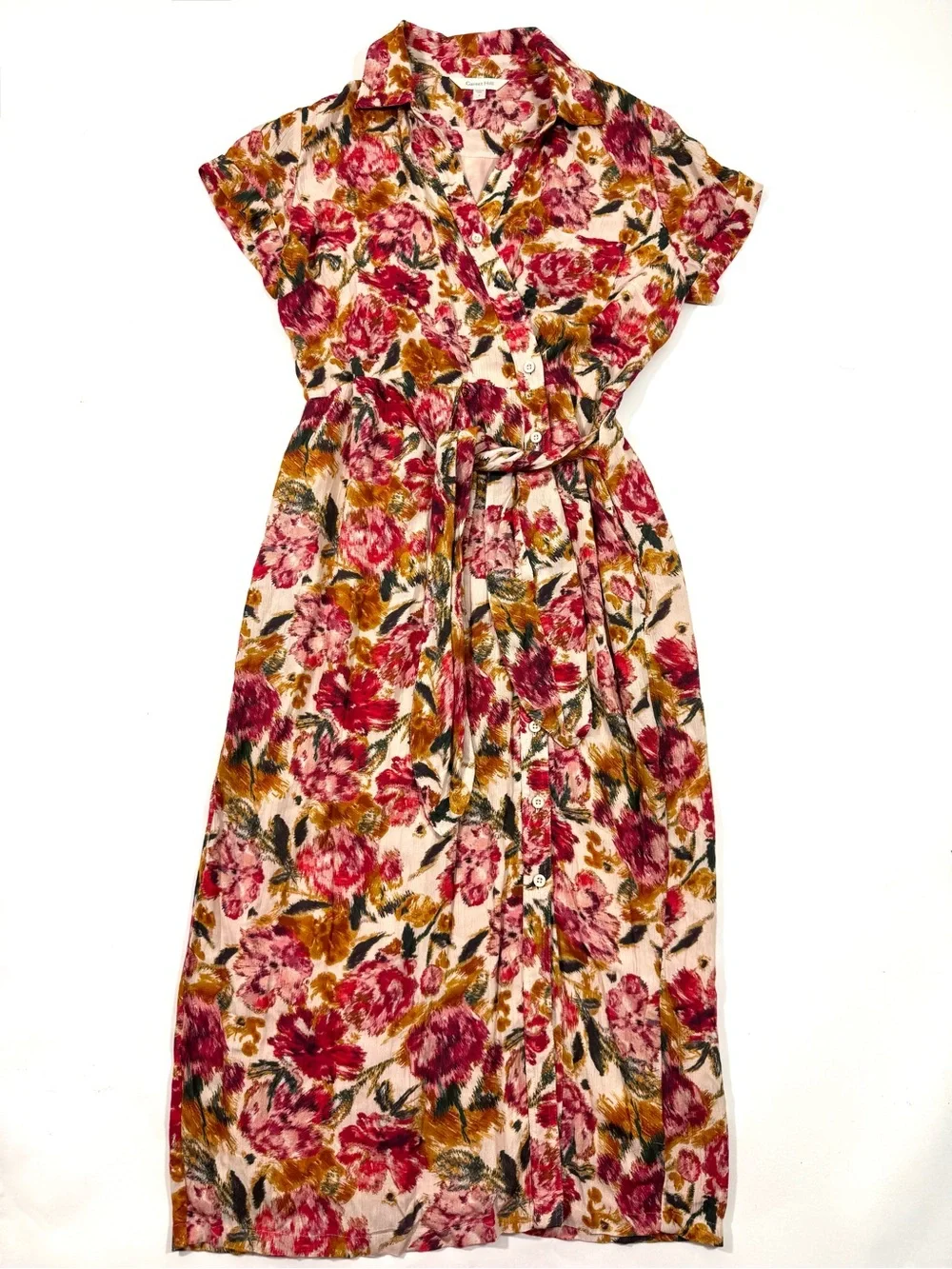 Garnet Hill Anya Tie Front Crepe Midi Dress